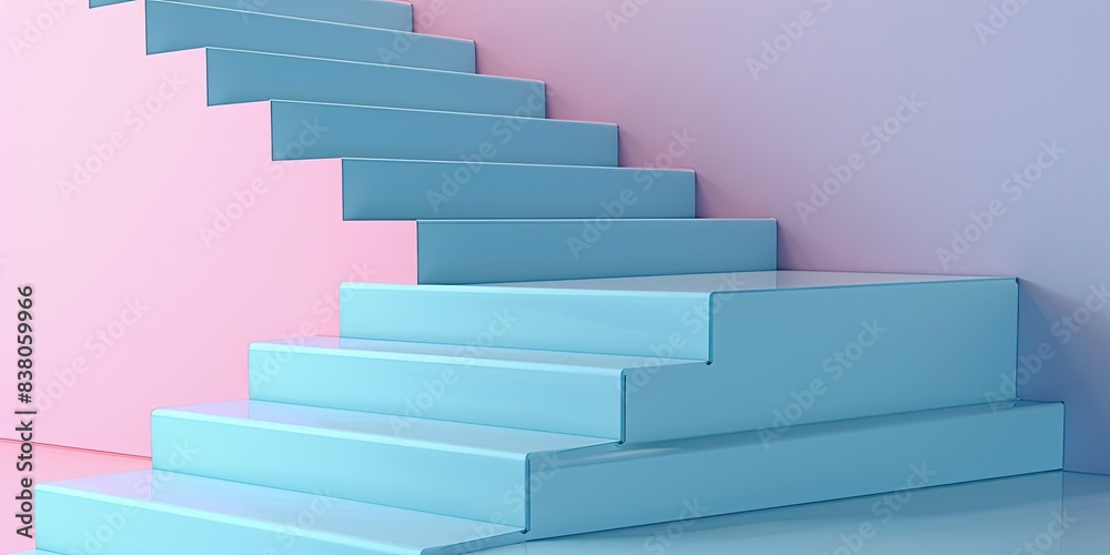 Pastel Geometric Staircase Art