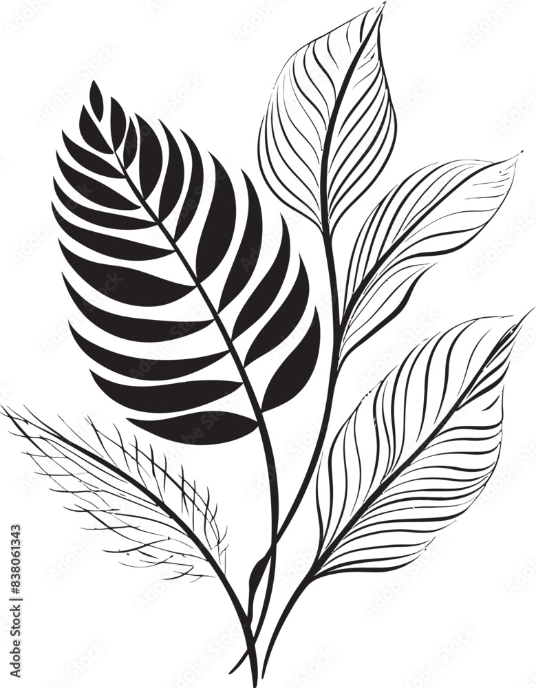 Obraz premium Sleek Leaf Sketch Iconic Logo Modern Botanical Emblem Minimal Symbol