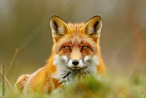 Portrait of a red fox (Canis mesomelas) in the grass