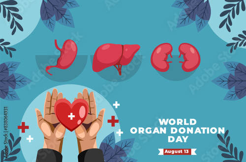 World organ donation day flat illustration 