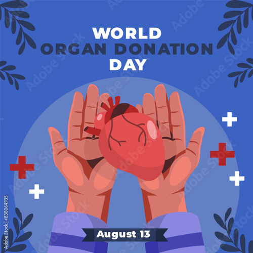 World organ donation day flat illustration 