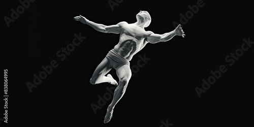 White Sculpture of Jumping Man © jambulart