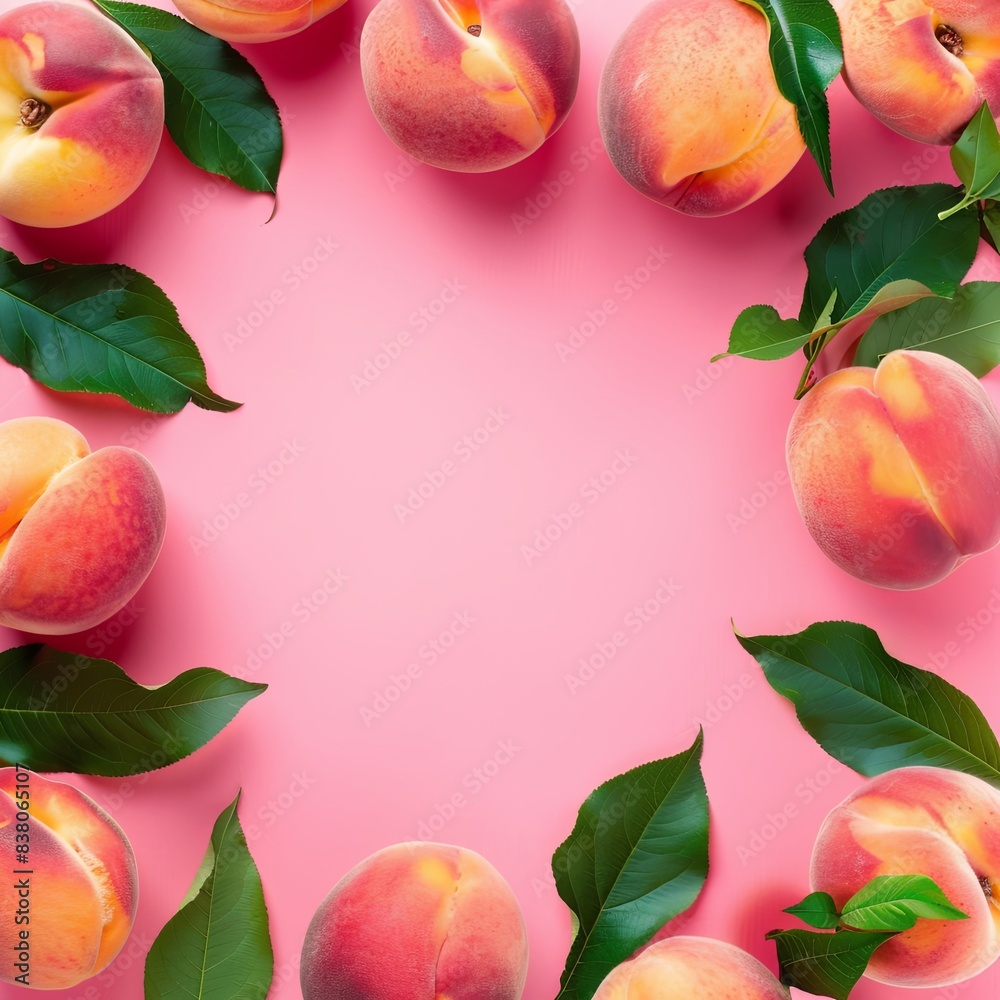 Summer Freshness with Vibrant Peaches and Leaves