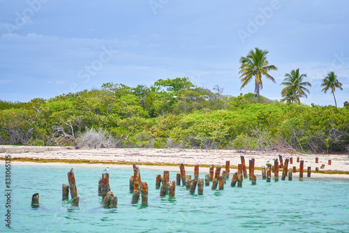 Photo of old pier by the coast of Island Cayo Icacos photo