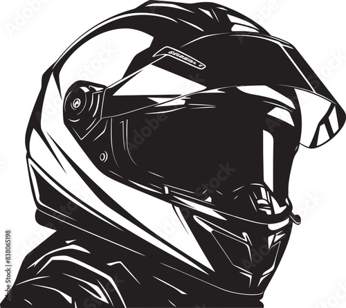 Linear Helmet Sketch Graphic Emblem Simple Motorbike Design Stylish Helmet