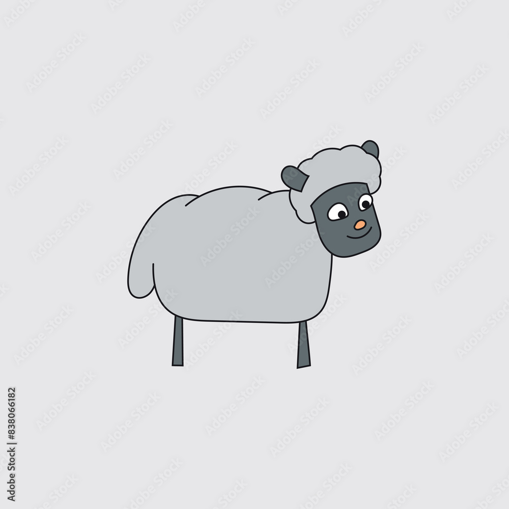Obraz premium Vintage Sheep Side. Cartoon Style. Vector