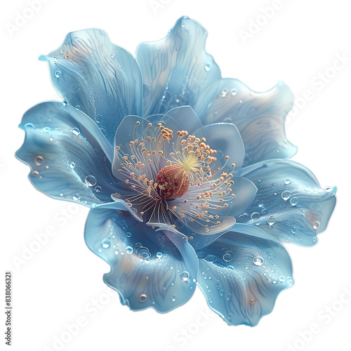 Blue and gulden beautiful flower without background