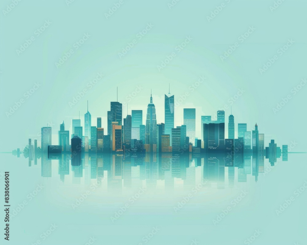 Minimalist Vector Illustration of a Smart City Skyline, Urban Landscape on a Light Background, Ideal for Corporate and Business graphic, banner design, brochure, pattern design, web, background templa