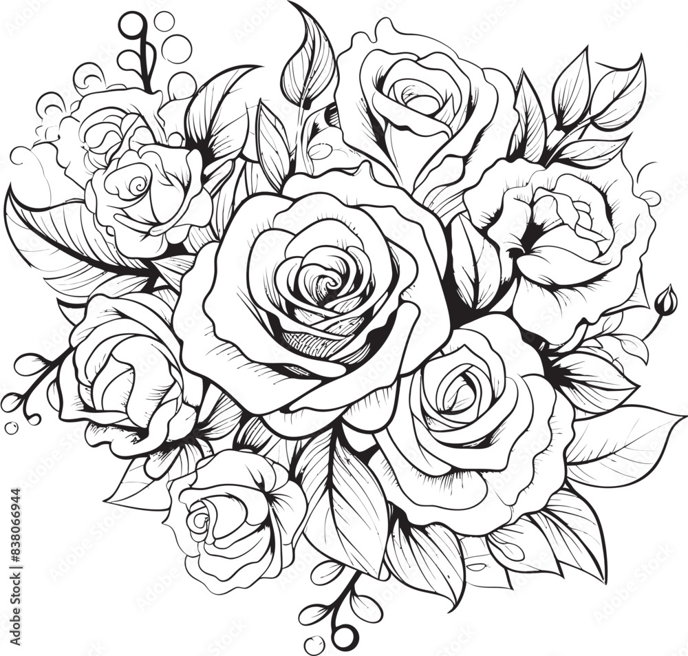 custom made wallpaper toronto digitalGeometric Floral Sketch Minimalistic Representation Stylish Outline Art Iconic Floral Emblem