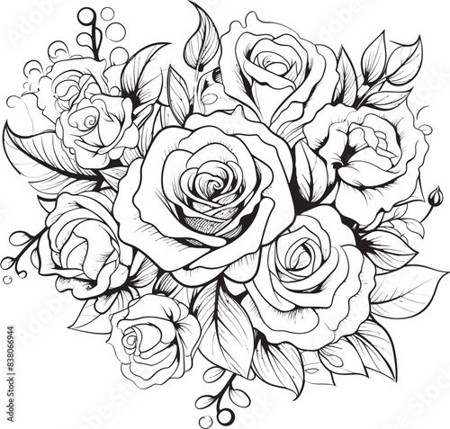 Wallpaper Mural Geometric Floral Sketch Minimalistic Representation Stylish Outline Art Iconic Floral Emblem Torontodigital.ca