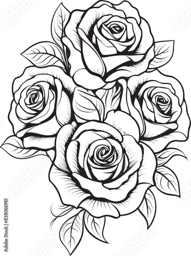 Wallpaper Mural Linear Rose Emblem Minimalistic Floral Design Simple Floral Icon Elegant Logo Torontodigital.ca