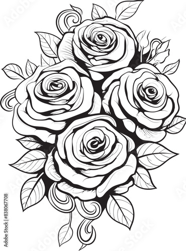 Wallpaper Mural Elegant Floral Outline Minimalistic Rose Icon Minimalist Bouquet Sketch Sleek Floral Design Torontodigital.ca