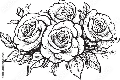 Wallpaper Mural Artistic Floral Symbol Elegant Rose Bouquet Minimalistic Design of Roses Stylish Emblem Torontodigital.ca