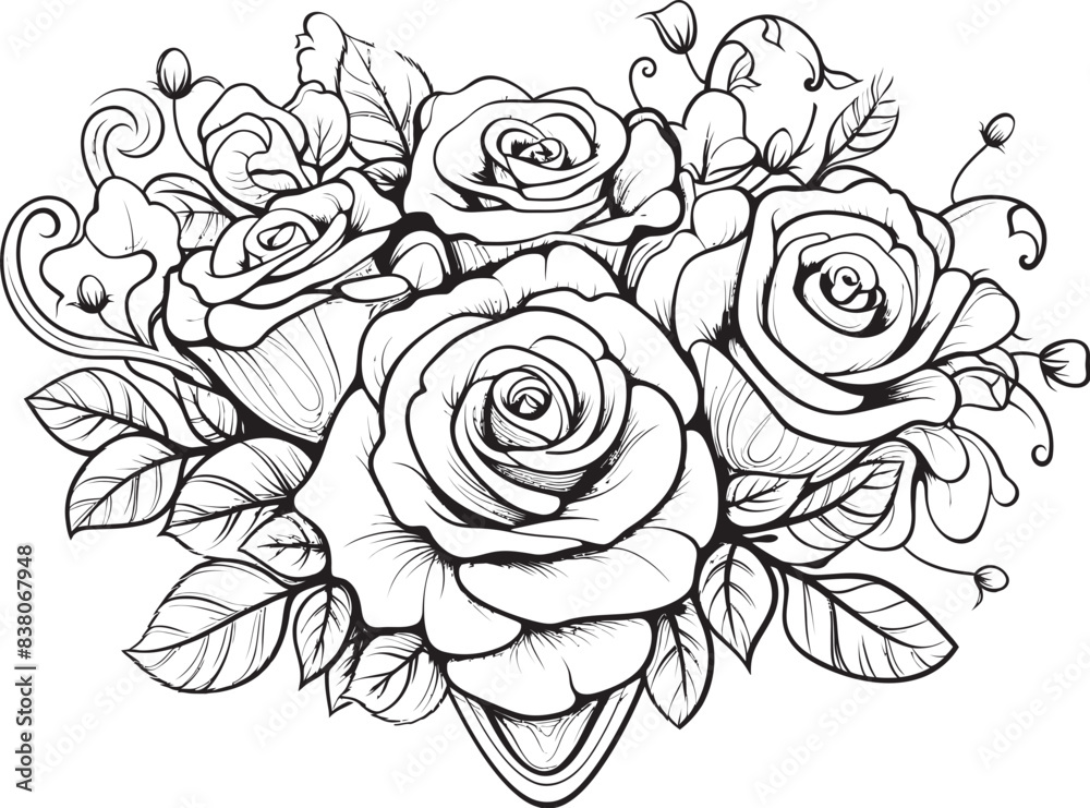 Fototapeta premium Minimalistic Rose Sketch Iconic Floral Logo Linear Floral Symbol Stylish Rose Outline