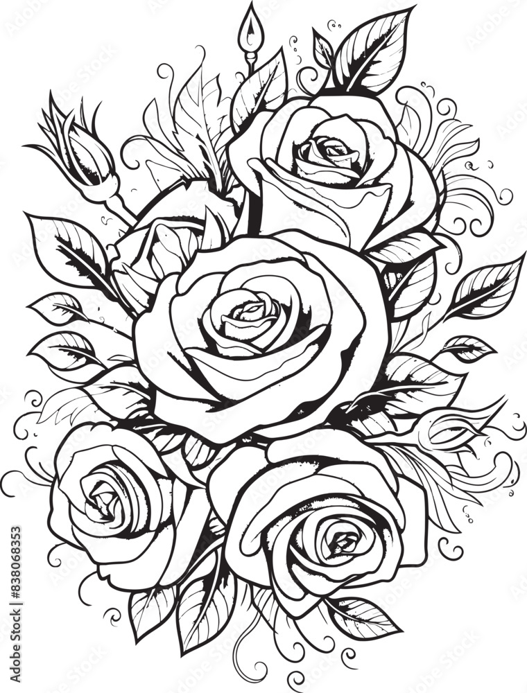 custom made wallpaper toronto digitalElegant Rose Bouquet Sleek Floral Icon Minimal Design of Roses Contemporary Emblem