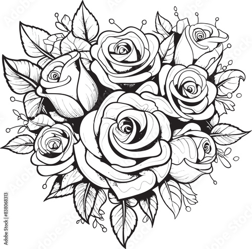 Wallpaper Mural Minimalistic Floral Icon Stylish Rose Logo Geometric Rose Sketch Elegant Floral Symbol Torontodigital.ca