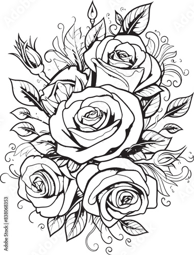 Wallpaper Mural Elegant Rose Bouquet Sleek Floral Icon Minimal Design of Roses Contemporary Emblem Torontodigital.ca
