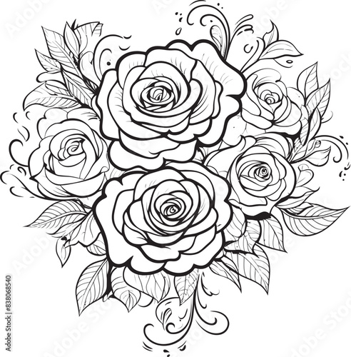 Wallpaper Mural Elegant Floral Sketch Minimalistic Symbol Minimal Design of Roses Stylish Floral Logo Torontodigital.ca
