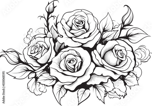 Wallpaper Mural Modern Rose Symbol Minimalistic Emblem Abstract Floral Sketch Elegant Rose Bouquet Torontodigital.ca