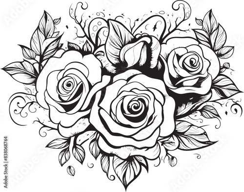 Geometric Floral Outline Contemporary Floral Logo Minimalistic Rose Icon Elegant Floral Symbol