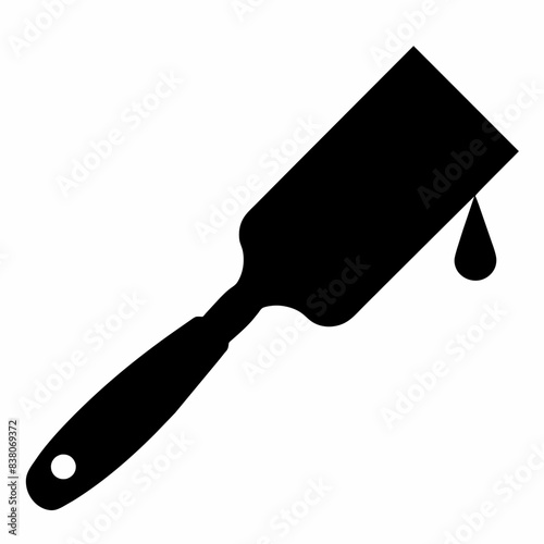 Black silhouette of a putty knife isolated on a white background. Concept of construction tool illustration. Minimalist style. Print, icon, logo, template, graphic element for design.