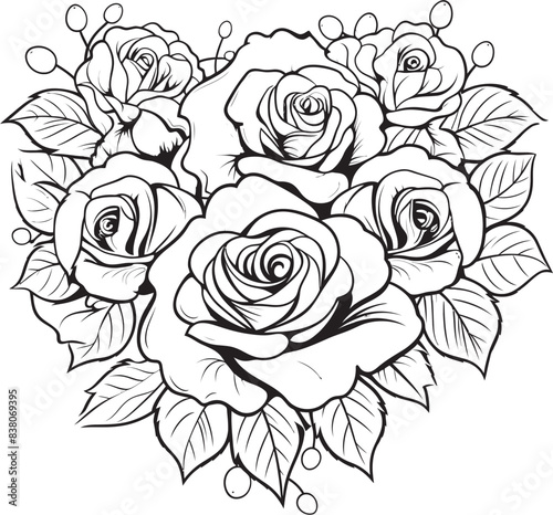 Wallpaper Mural Simple Outline of Roses Contemporary Floral Icon Modern Floral Icon Minimalistic Emblem Torontodigital.ca