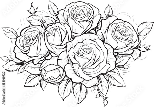 Wallpaper Mural Elegant Outline of Roses Modern Logo Concept Geometric Rose Bouquet Minimalistic Icon Torontodigital.ca