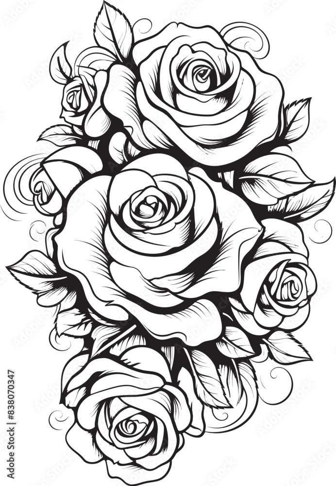 custom made wallpaper toronto digitalSleek Rose Bouquet Sketch Graphic Floral Icon Linear Floral Design Minimalistic Rose Logo