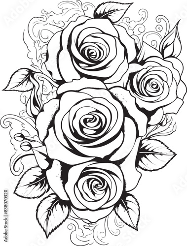 Wallpaper Mural Geometric Outline of Roses Contemporary Floral Logo Artistic Floral Symbol Elegant Rose Bouquet Torontodigital.ca