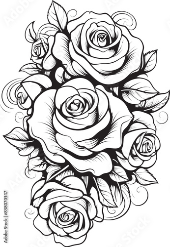 Wallpaper Mural Sleek Rose Bouquet Sketch Graphic Floral Icon Linear Floral Design Minimalistic Rose Logo Torontodigital.ca