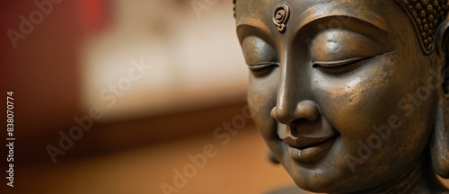 head of a sleeping Buddha statue close-up with space for inscription