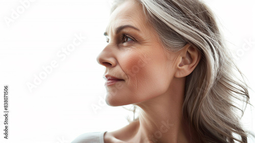 Profile of middle aged beautiful woman model