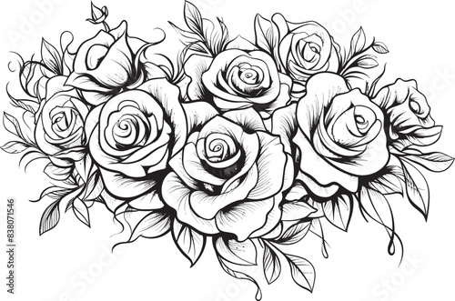Geometric Rose Bouquet Sleek Floral Symbol Minimalistic Rose Sketch Modern Floral Design