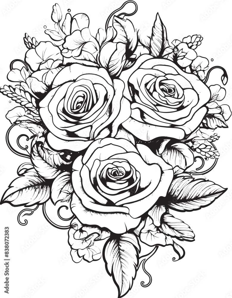 Linear Floral Design Minimalistic Rose Simple Outline Art Iconic Symbol Linear Floral Design Minimalistic Rose Simple Outline Art Iconic Symbol