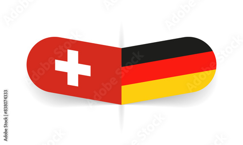 Germany and Switzerland flags. German and Swiss flag, national symbol design. Vector illustration.