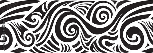 Tribal Pattern Logo Polynesian Tattoo Icon Polynesian Stripe Emblem Ethnic Tribal Logo