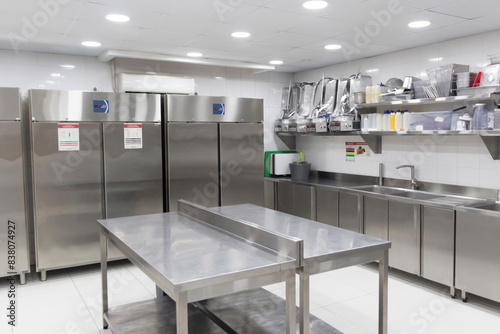 a room with refrigeration equipment for cutting meat.A place to store meat for a restaurant
