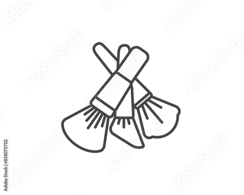 Makeup and cosmetics. Set vector graphic icons of beauty brushes for face, powder, blush, eyeshadow.