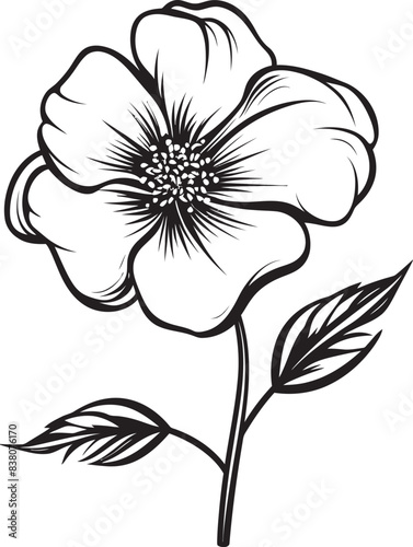 Botanical Prairie Rose Symbol Chic Logo Modern Prairie Flower Minimalistic Emblem