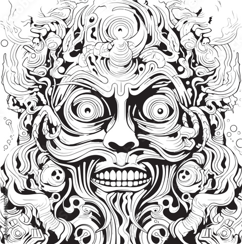 Gothic Grotesque Psychedelic Nightmare Graphic Art and Design Trance of Nightmares Psychedelic Coloring Book and Icon Design