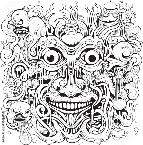 Enchanted Nightmares Psychedelic Coloring Book and Icon Design Lunar Lullabies Psychedelic Nightmare Graphic Art and Icon Design