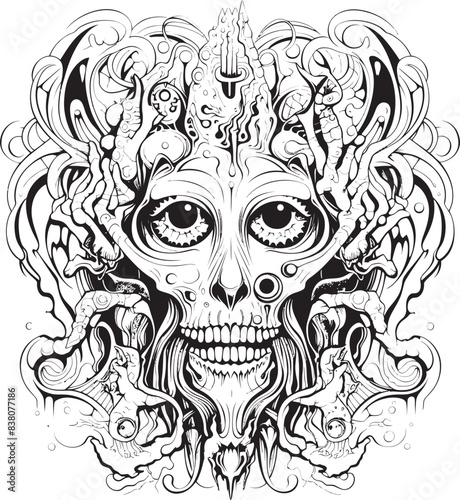 Psychedelic Enchantment Nightmare Coloring Book and Iconic Art Hallucinatory Whispers Psychedelic Nightmare Coloring and Iconic Design