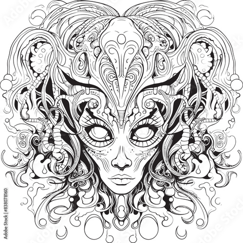 Whispering Shadows Nightmare Coloring Book and Iconic Design Enigmatic Echoes Psychedelic Nightmares in Graphic Art