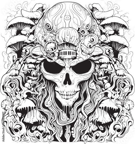 Enigmatic Echoes Psychedelic Nightmares in Graphic Art Midnight Reveries Coloring Book and Iconic Nightmare Designs