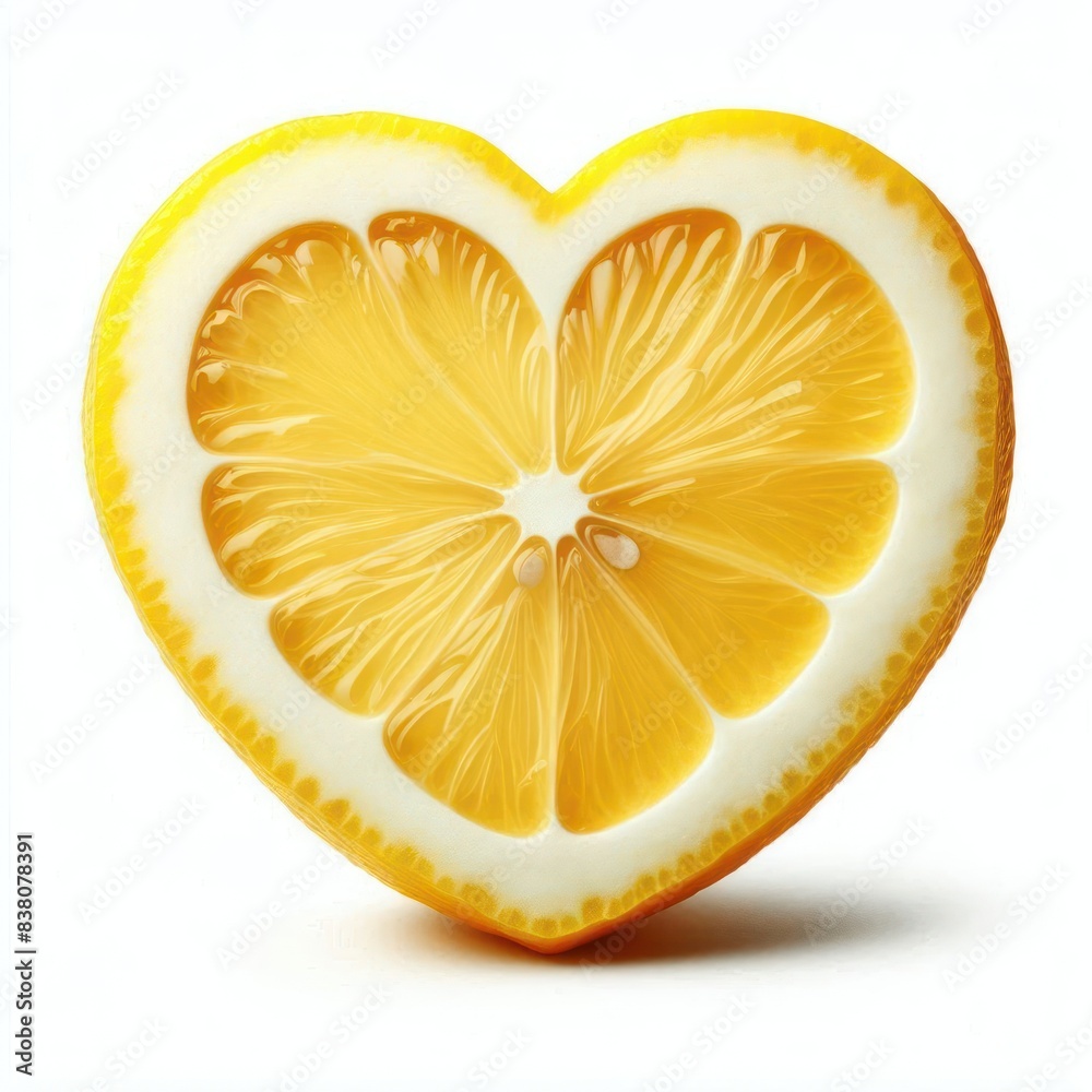 Lemon slice in the shape of a heart Isolated on white background Lemon slice in the shape of a heart Isolated on white background