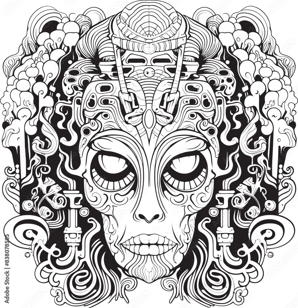 Fototapeta premium Lunar Lunacy Psychedelic Art and Icon Design Collection Esoteric Nightmares Nightmare Coloring Book and Iconic Design