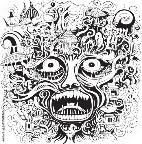 Cryptic Dreams Nightmare Coloring Book and Iconic Design Obsidian Shadows Psychedelic Nightmares in Graphic Art