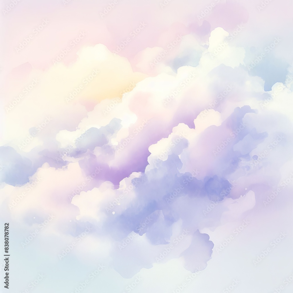 Fototapeta premium Watercolor Cloud Background in Soft and Light Colors - Template for Designs