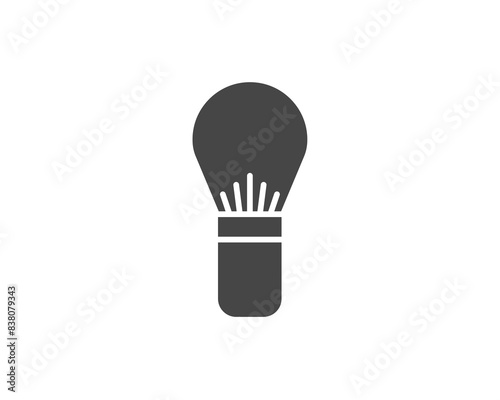 Makeup and cosmetics. Vector graphic black icons of beauty brushes for face, powder, blush, eyeshadow.