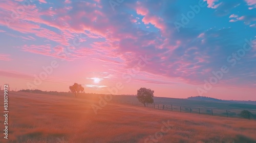Evening sky painted with gentle pink and yellow colors during sunset